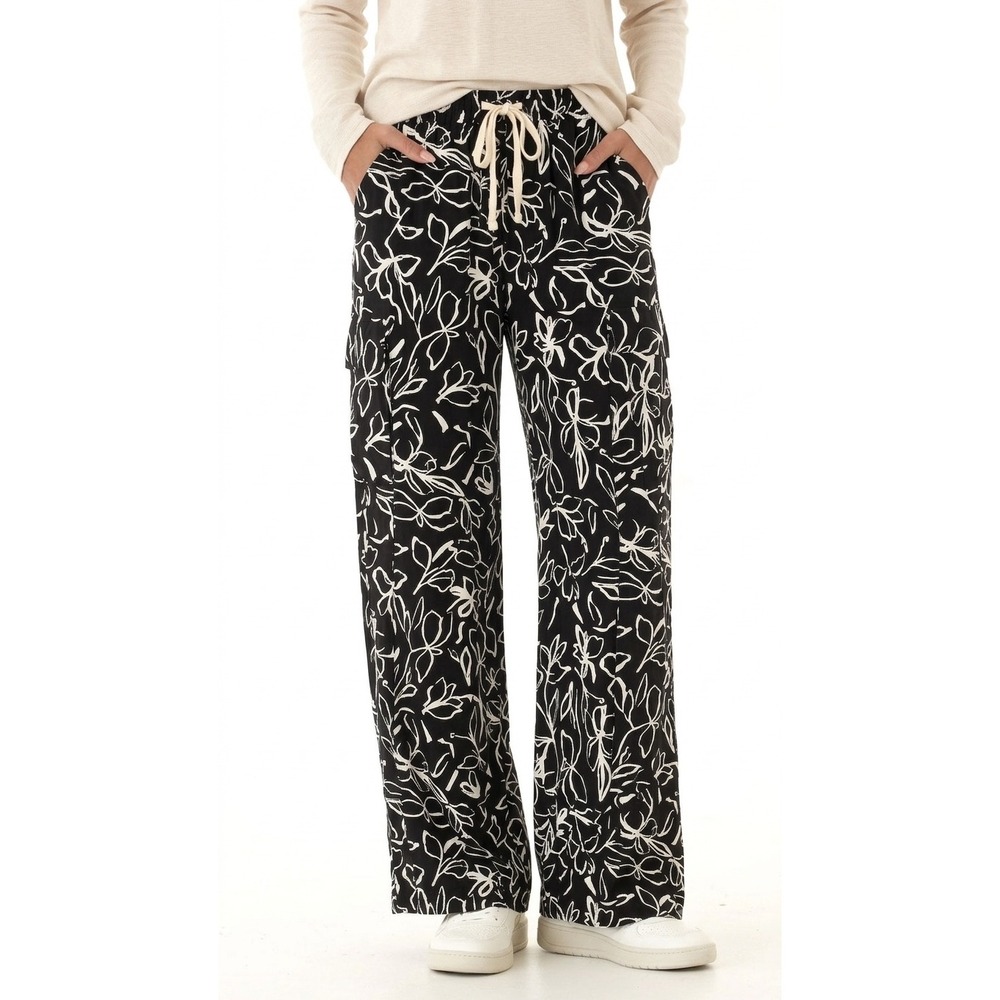 Threads 4 Thought Black White Floral Wide Leg Woven Pants Woman's Sz Small NWT
